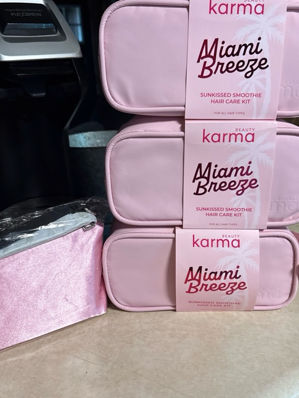 Karma Pink Miami Breeze Cosmetic Travel Pouch Set